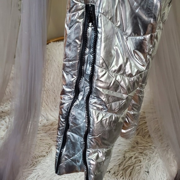 Women's Puffer Waterproof Snow Suit Faux Fur Hood Hood Size M NWOT Zip Legs Belt - Picture 6 of 9